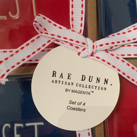 Rae Dunn 4 Red White Blue 4th Of July Coaster Set - Picture 3 of 3